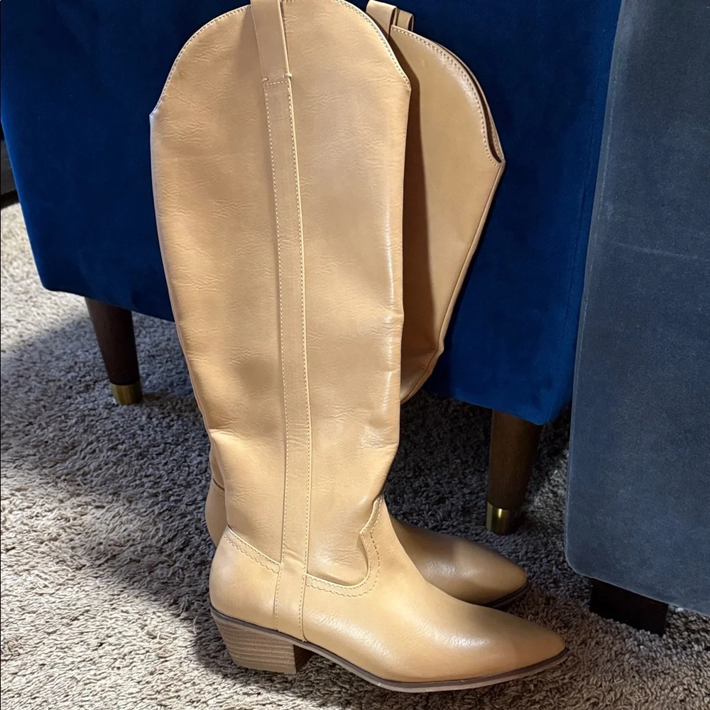 Tan Leather Knee-High Boots - Picture 7 of 7